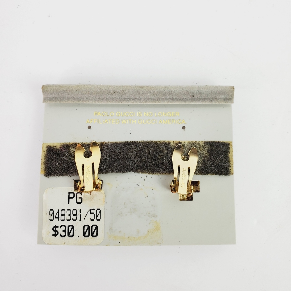 Vtg 80's Paolo Gucci Goldtone Clip-on Earrings - Picture 2 of 2